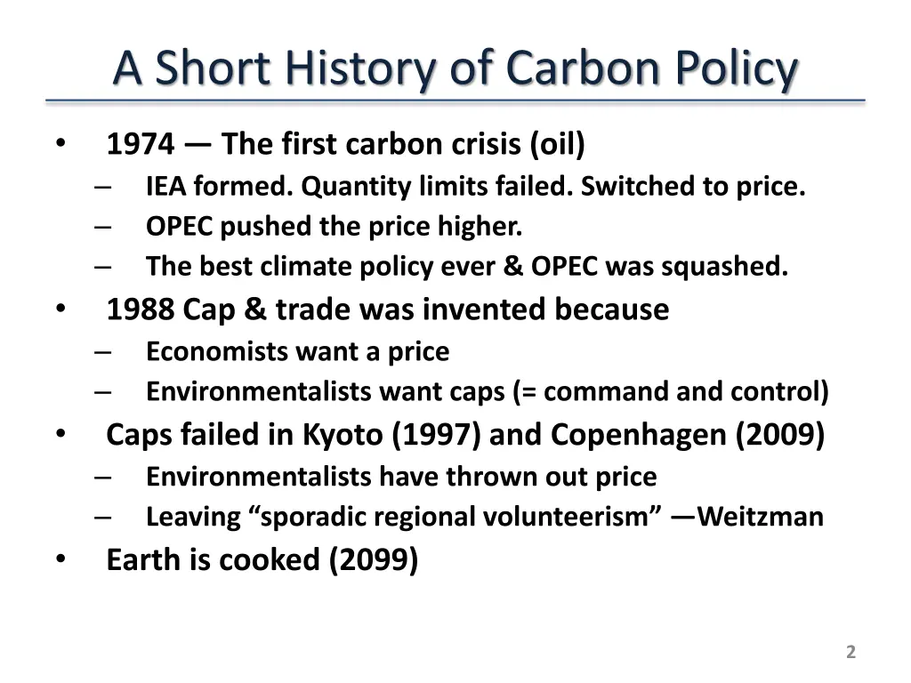 a short history of carbon policy