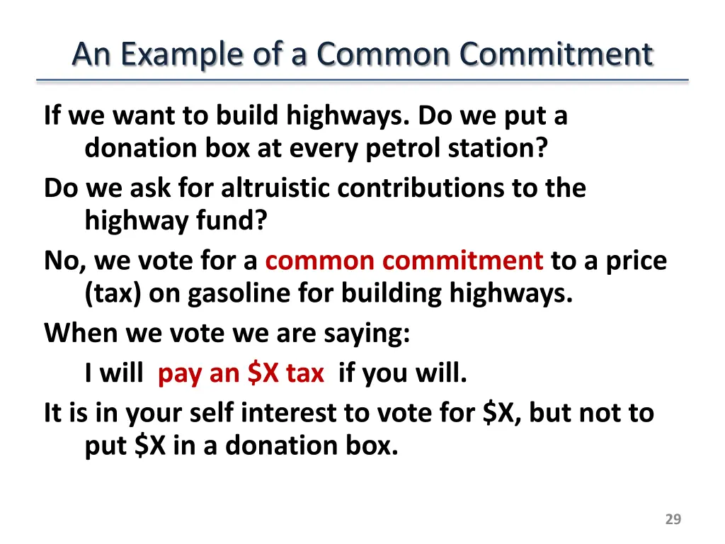 an example of a common commitment