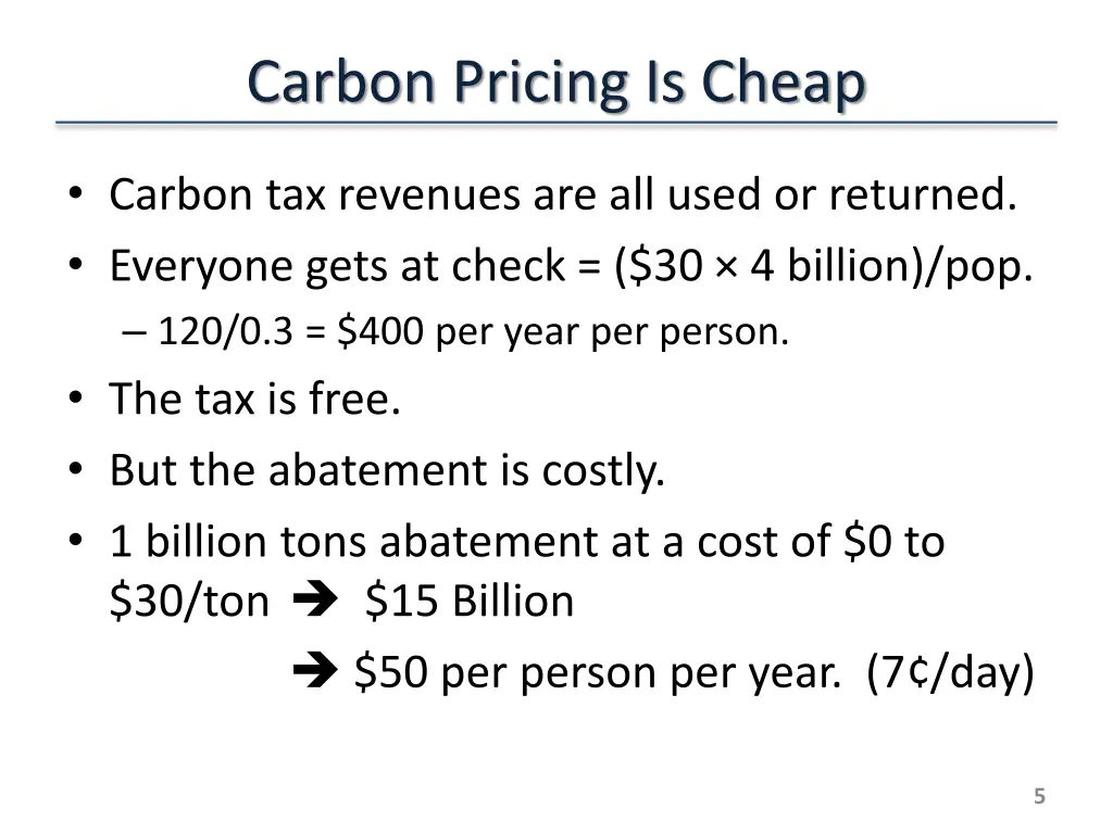 carbon pricing is cheap