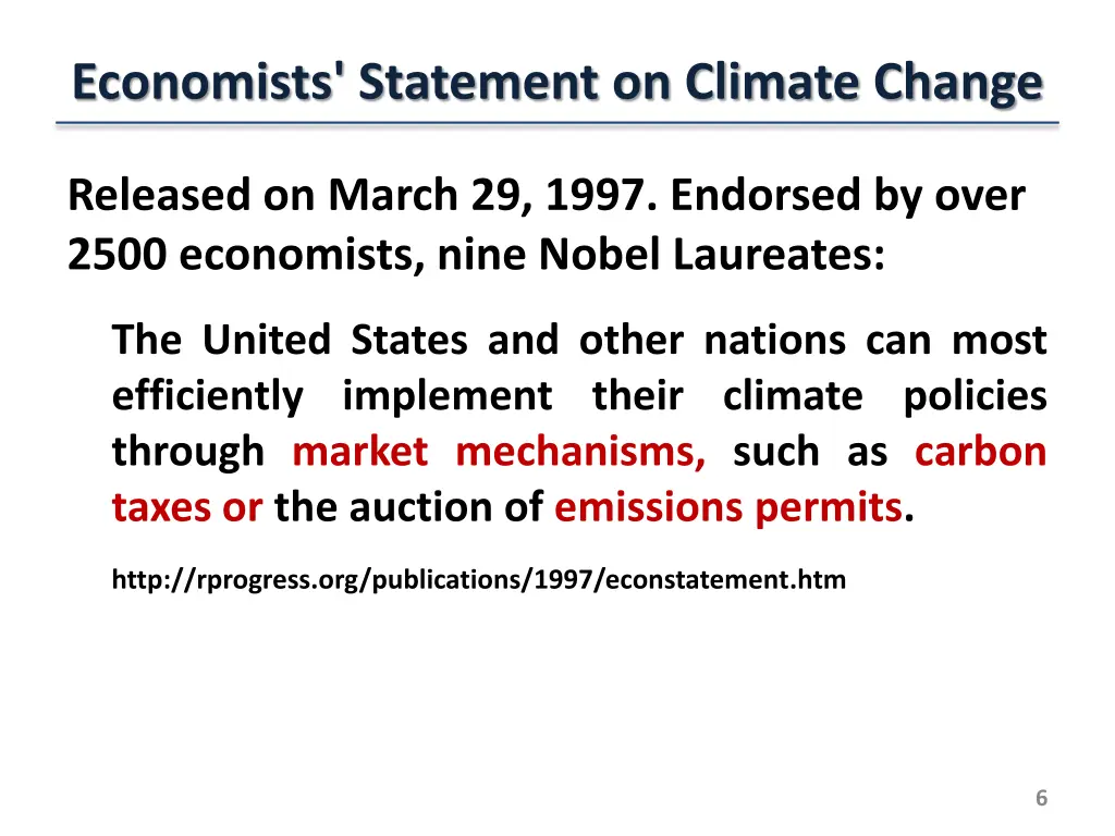economists statement on climate change