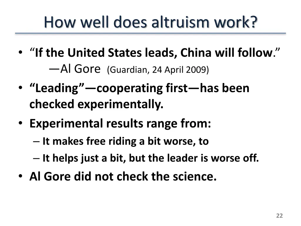 how well does altruism work