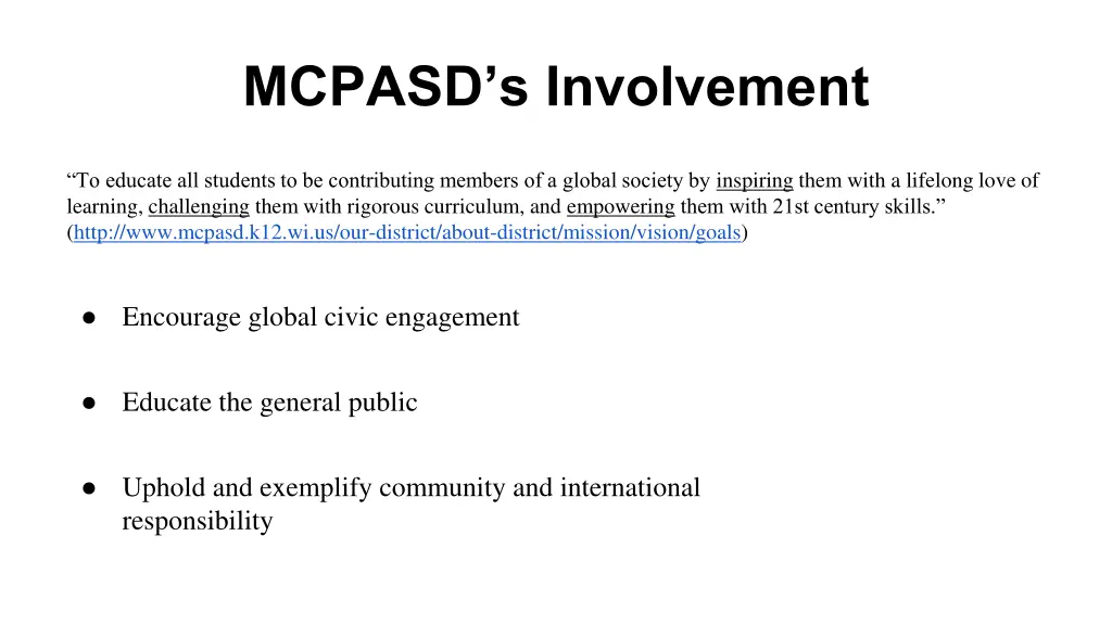 mcpasd s involvement