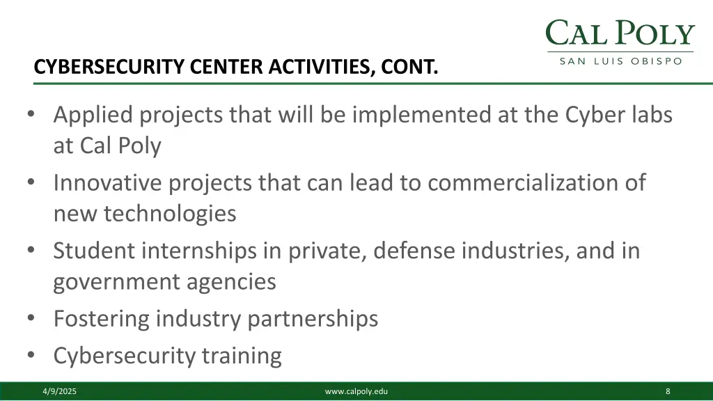 cybersecurity center activities cont