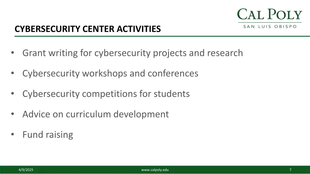 cybersecurity center activities