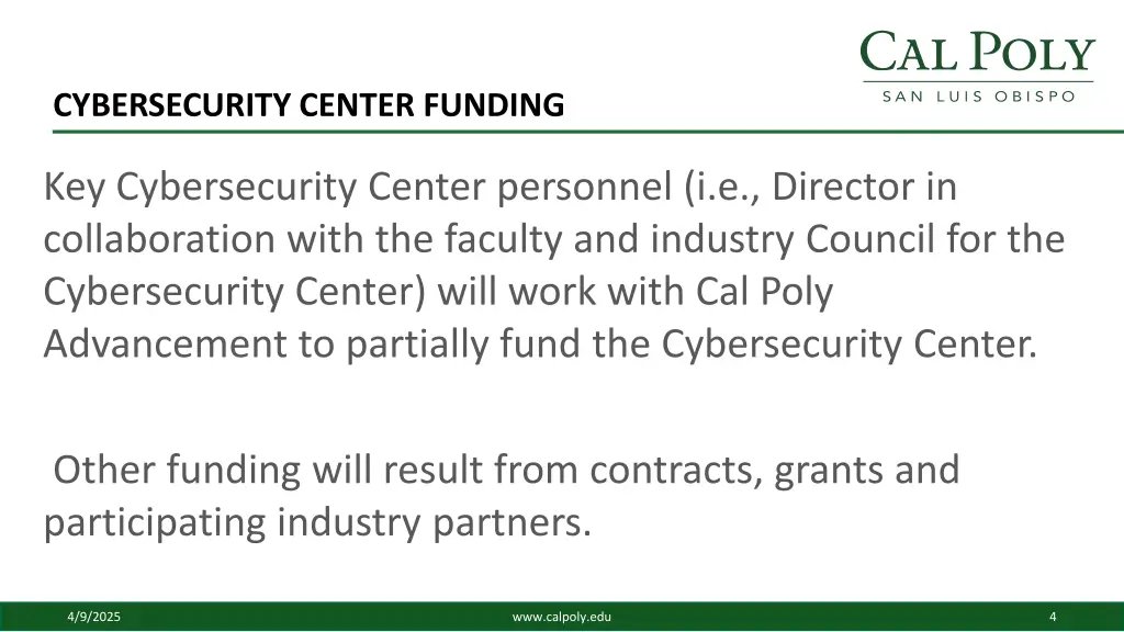 cybersecurity center funding