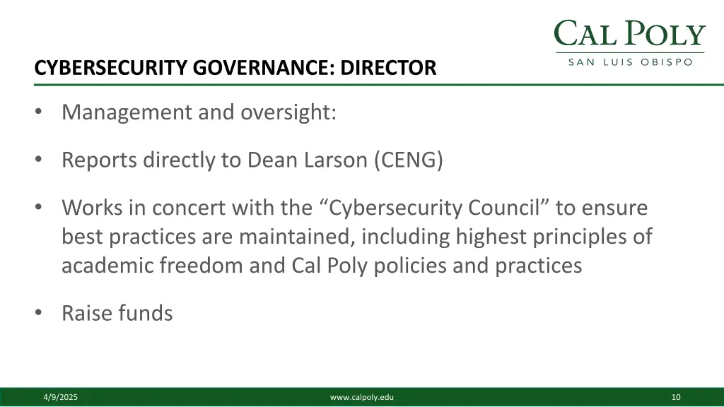 cybersecurity governance director