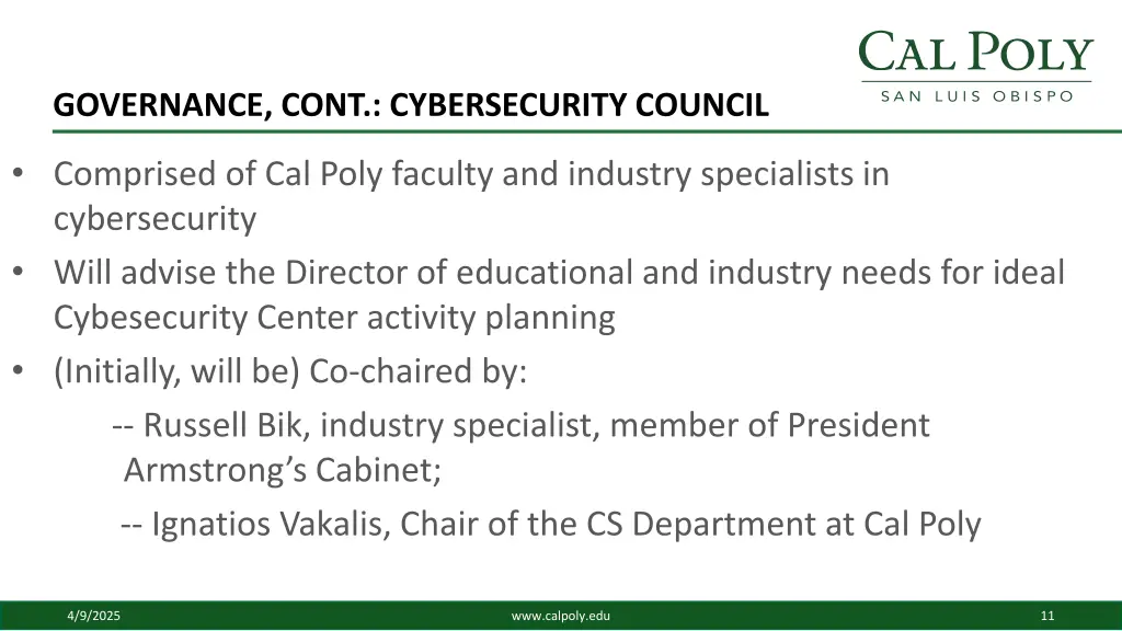 governance cont cybersecurity council