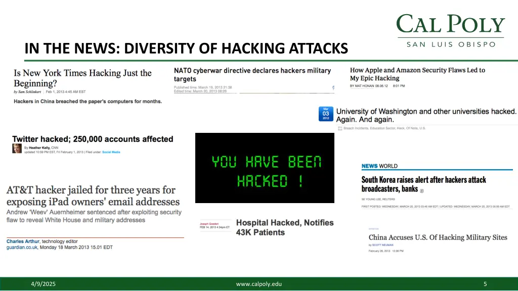 in the news diversity of hacking attacks