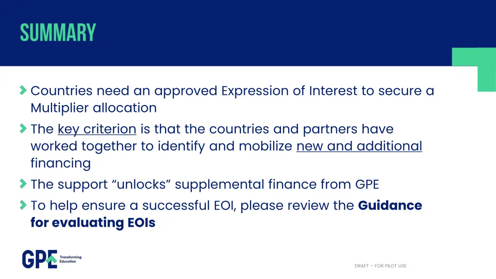 countries need an approved expression of interest