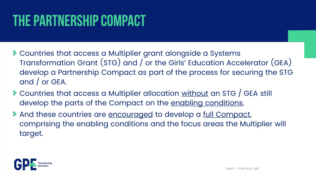 countries that access a multiplier grant
