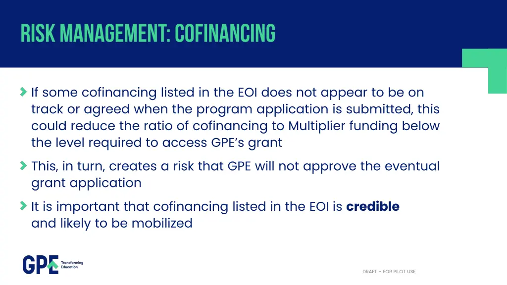 if some cofinancing listed in the eoi does
