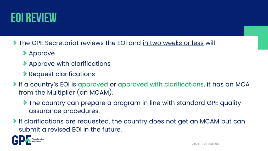 the gpe secretariat reviews