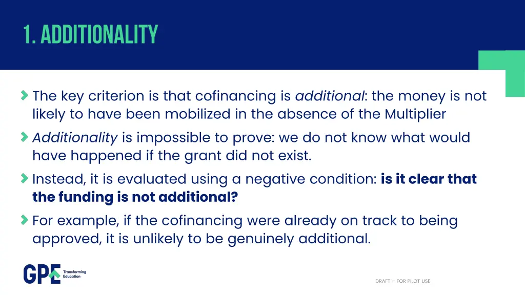 the key criterion is that cofinancing