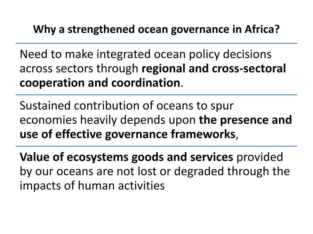 why a strengthened ocean governance in africa