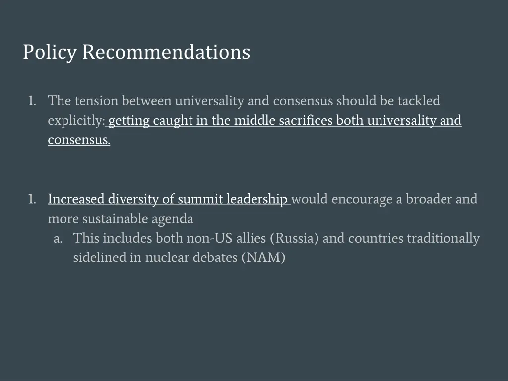 policy recommendations