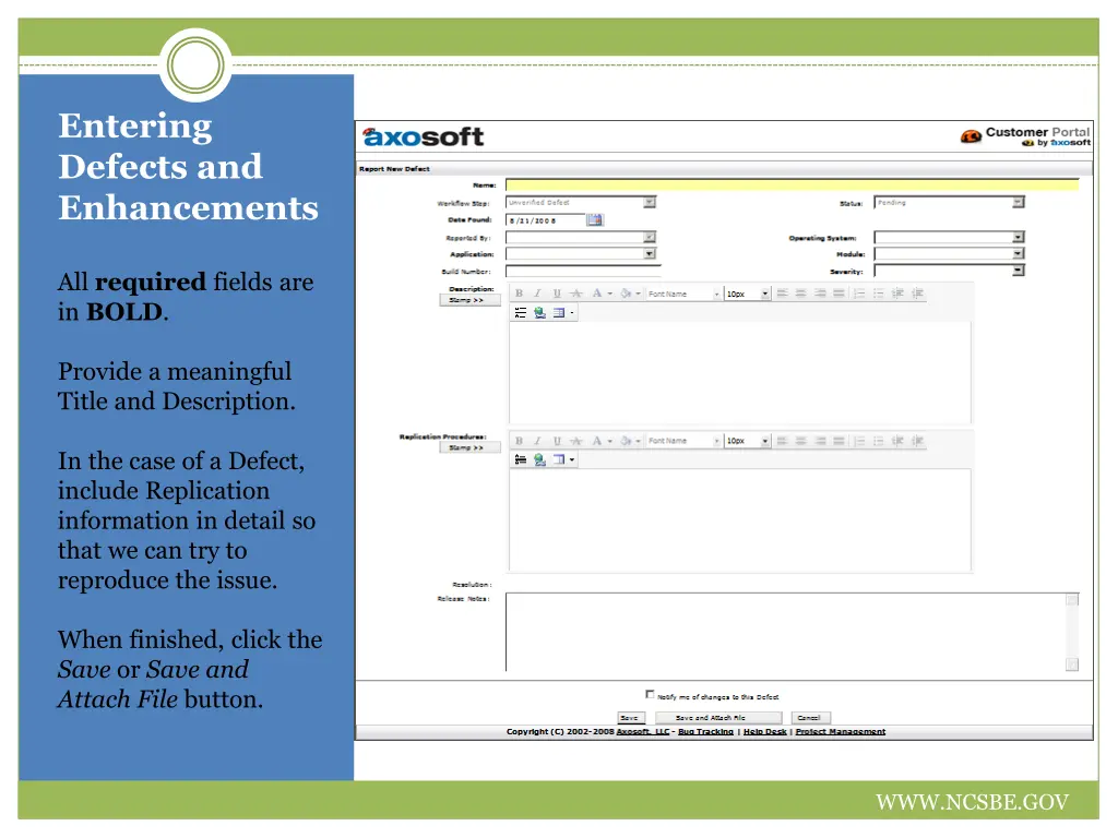entering defects and enhancements 3