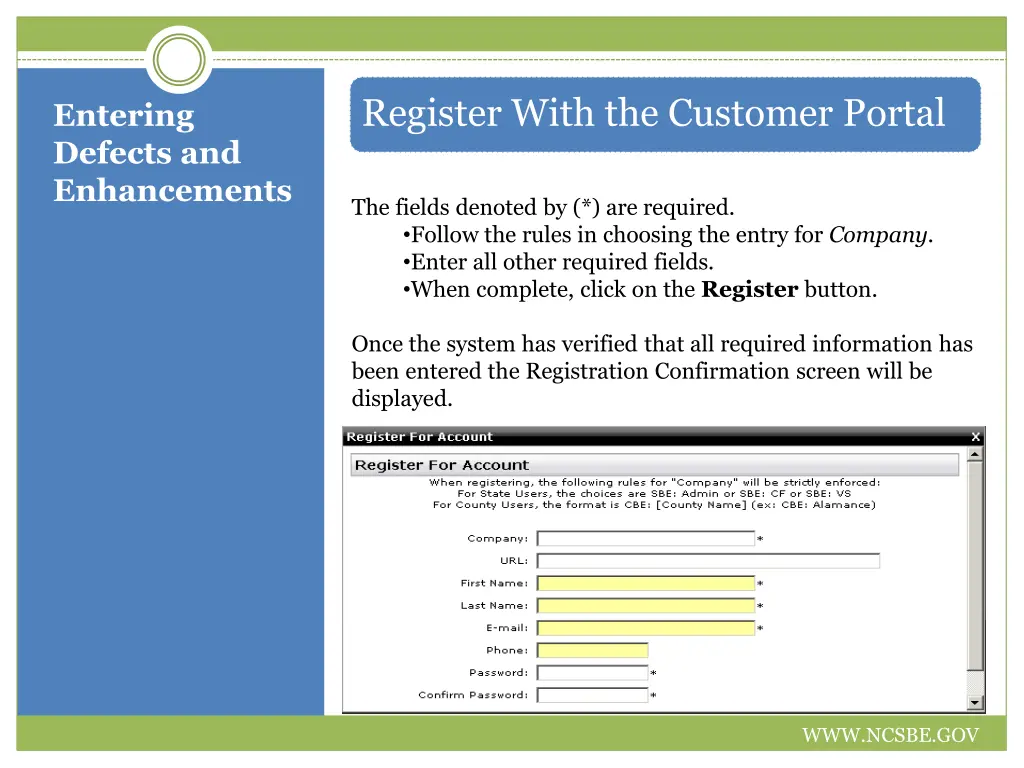 register with the customer portal 1