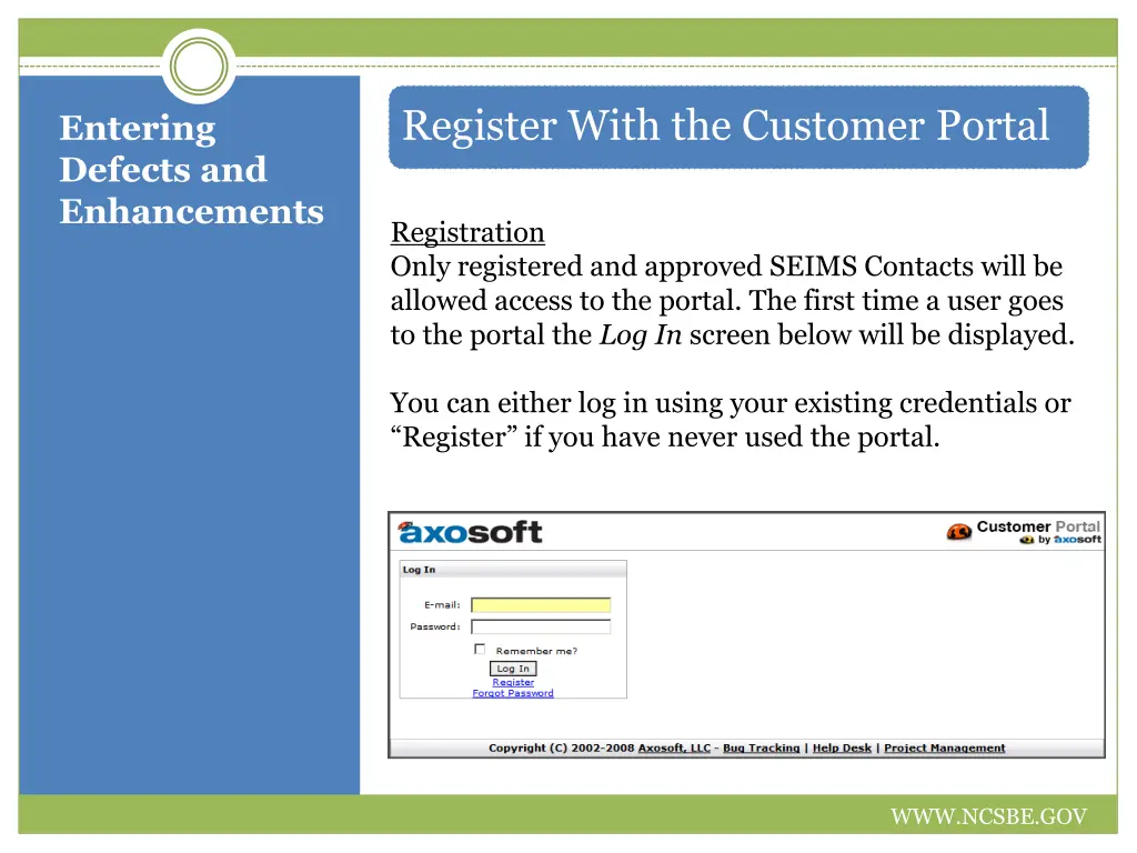 register with the customer portal