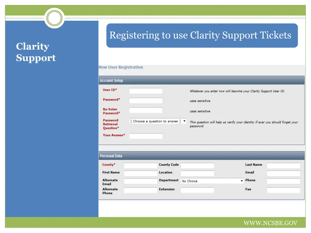 registering to use clarity support tickets
