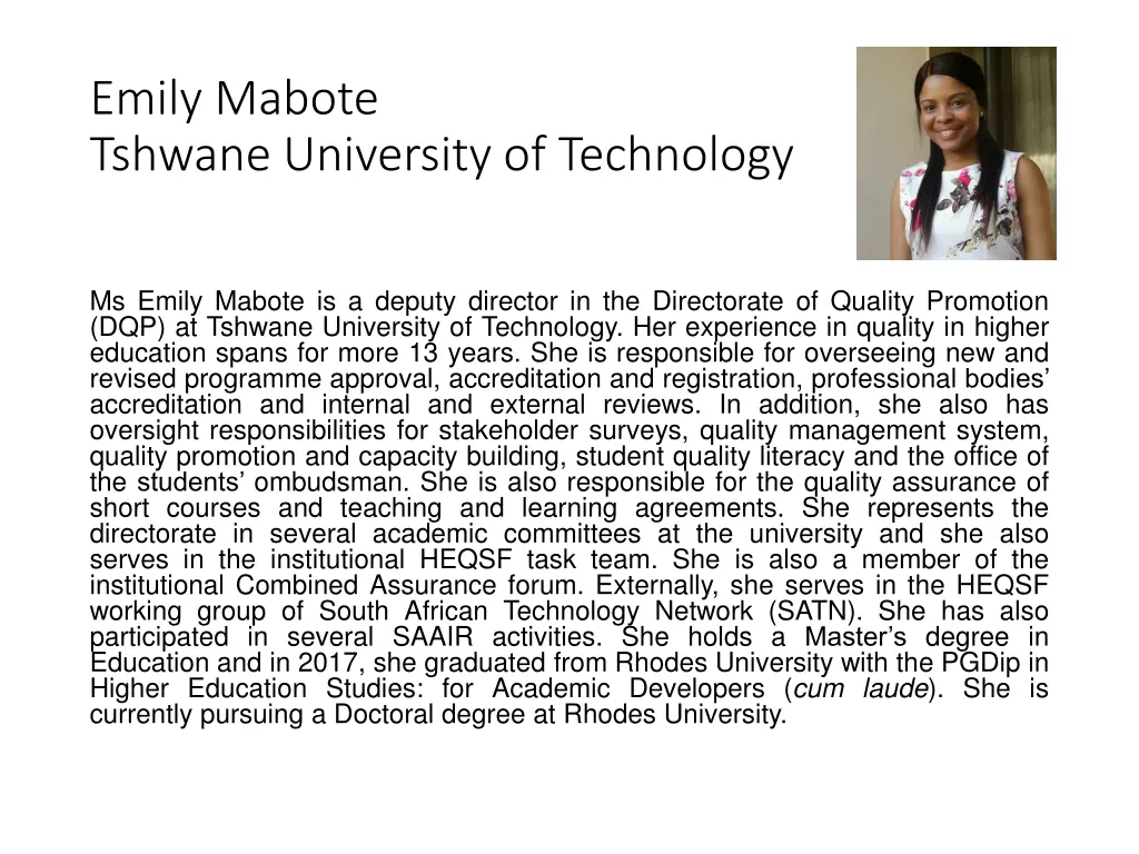 emily mabote tshwane university of technology