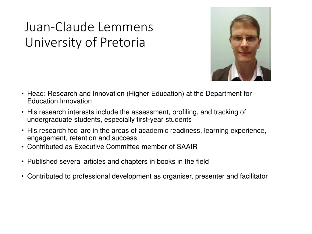 juan claude lemmens university of pretoria