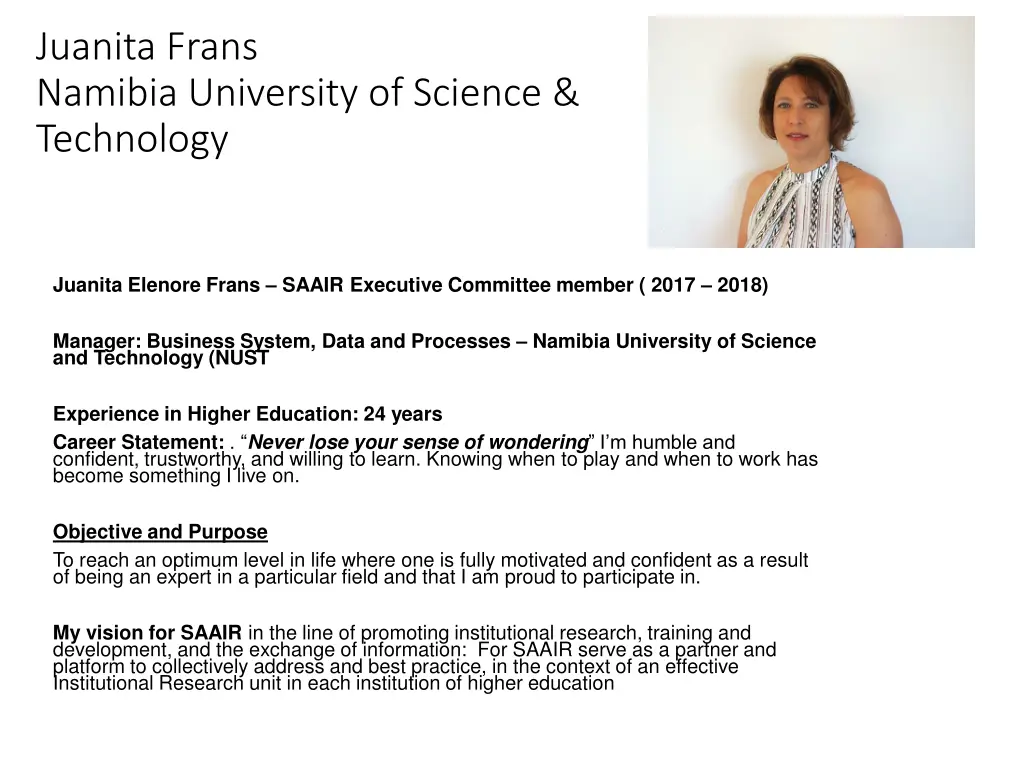 juanita frans namibia university of science