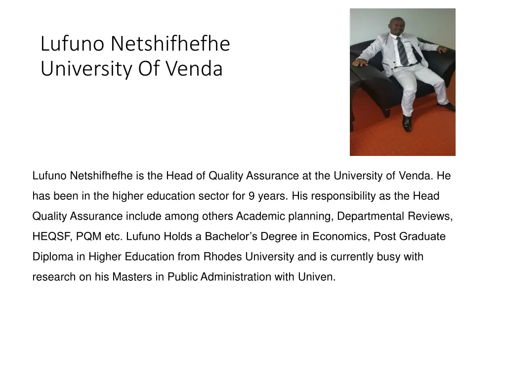 lufuno netshifhefhe university of venda