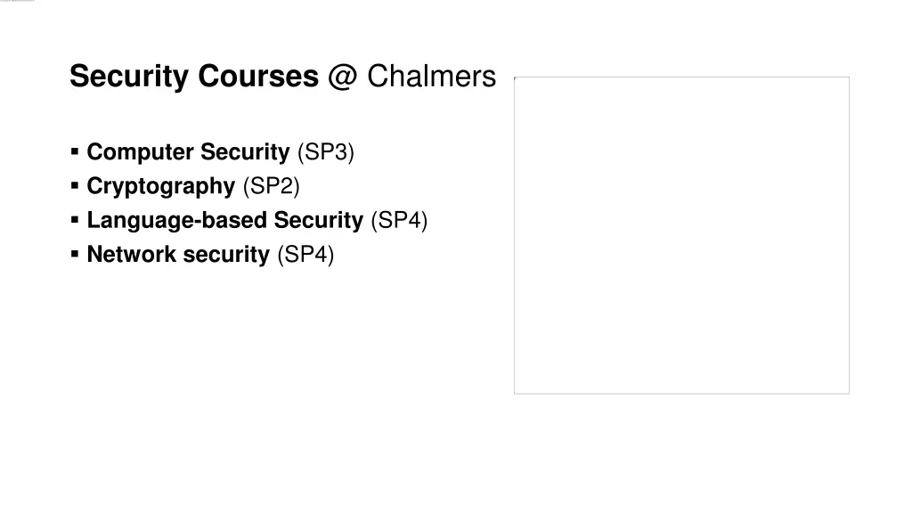 security courses @ chalmers