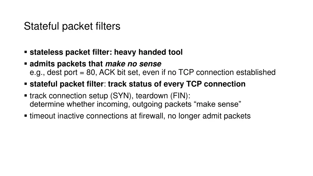 stateful packet filters