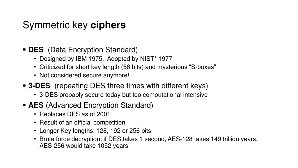 symmetric key ciphers