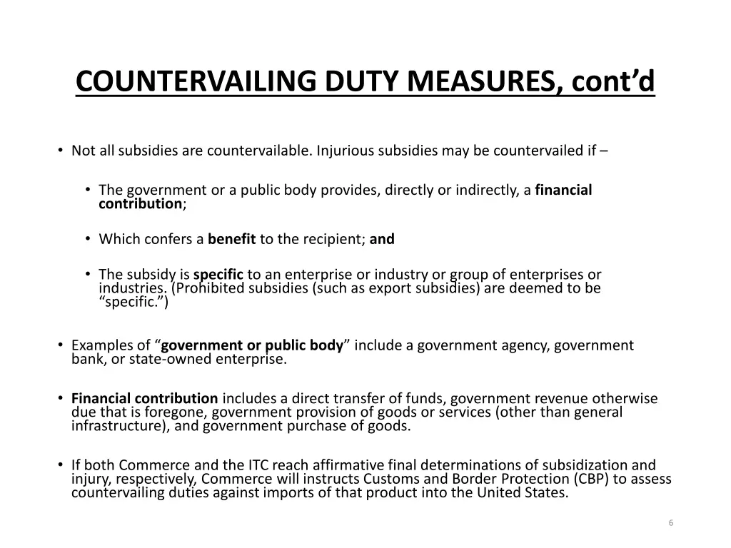 countervailing duty measures cont d