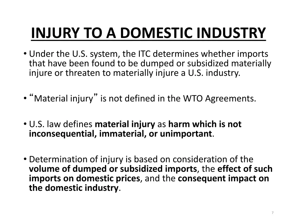 injury to a domestic industry