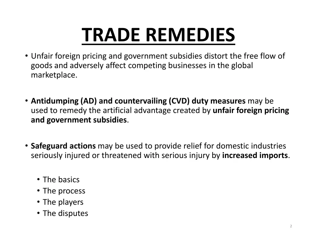 trade remedies unfair foreign pricing