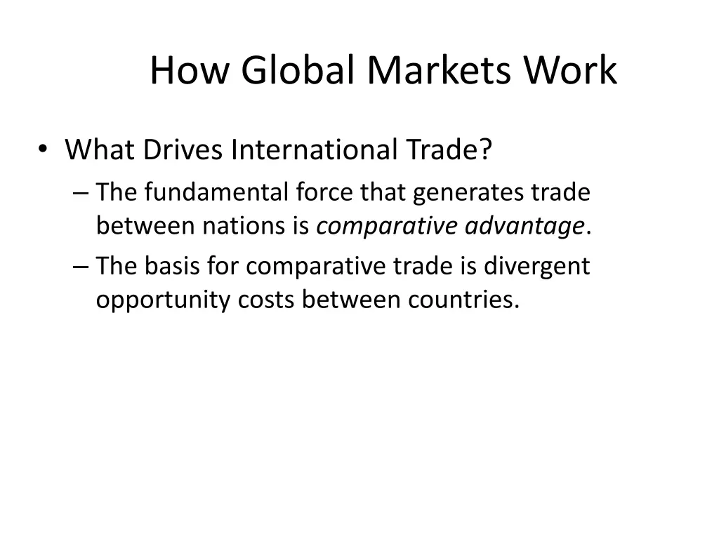 how global markets work 1