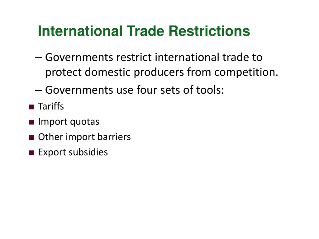 international trade restrictions