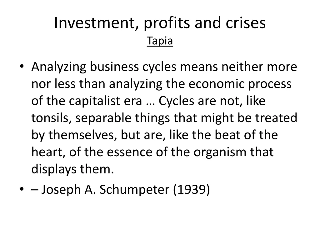 investment profits and crises tapia