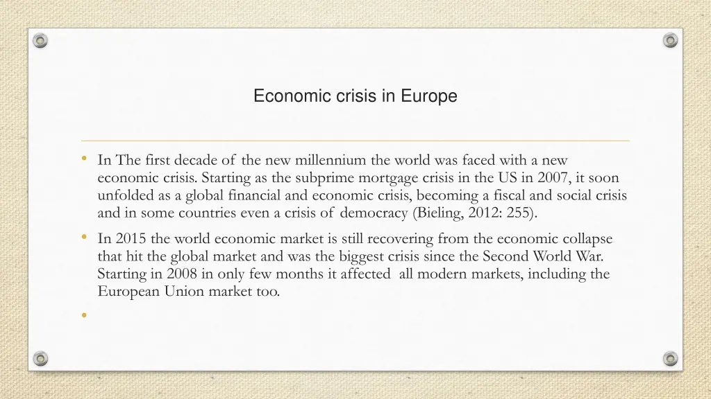economic crisis in europe
