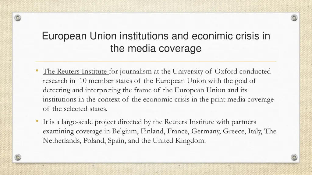 european union institutions and econimic crisis