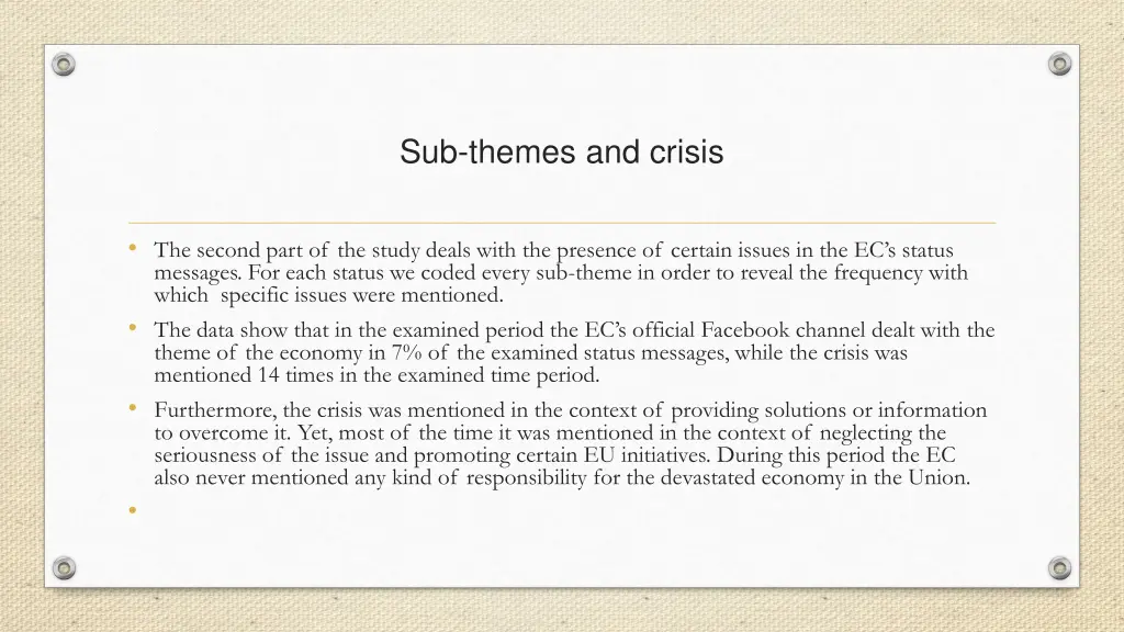 sub themes and crisis