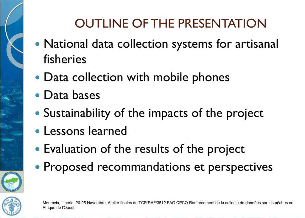 outline of the presentation national data
