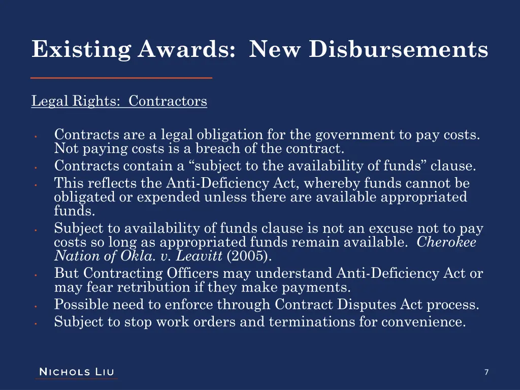 existing awards new disbursements 1