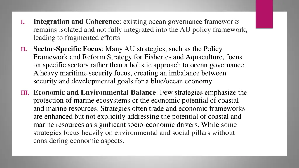 integration and coherence existing ocean