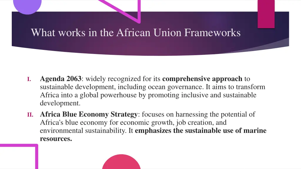 what works in the african union frameworks