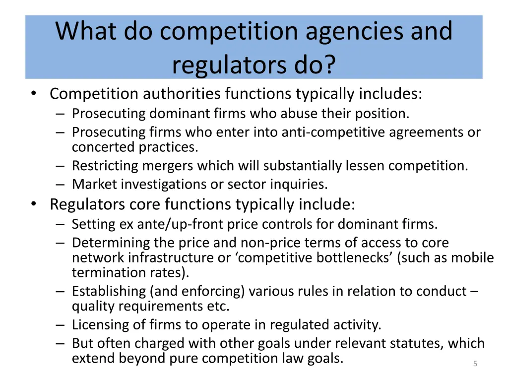 what do competition agencies and regulators