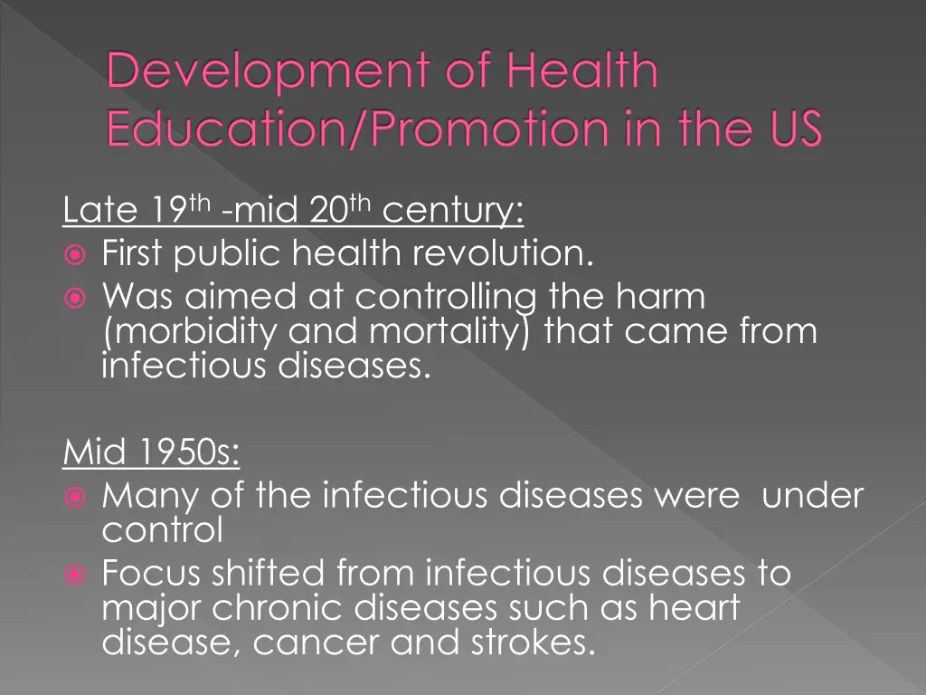 development of health education promotion