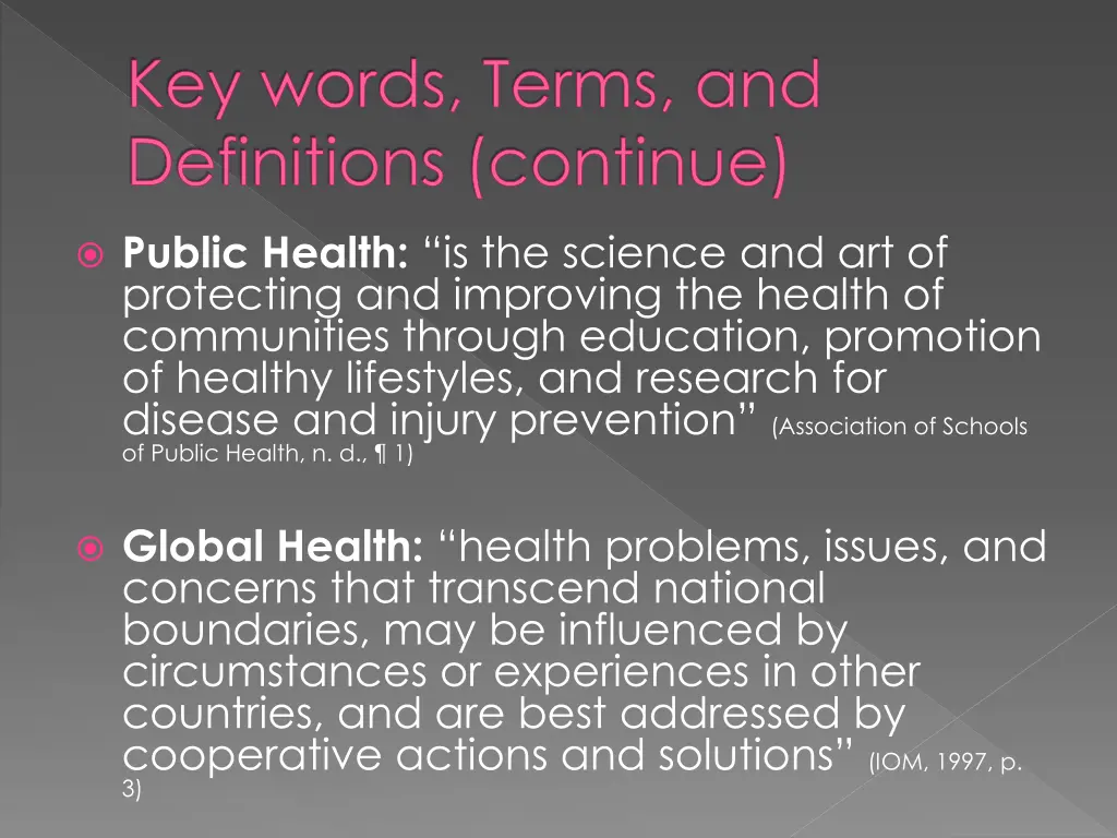 key words terms and definitions continue