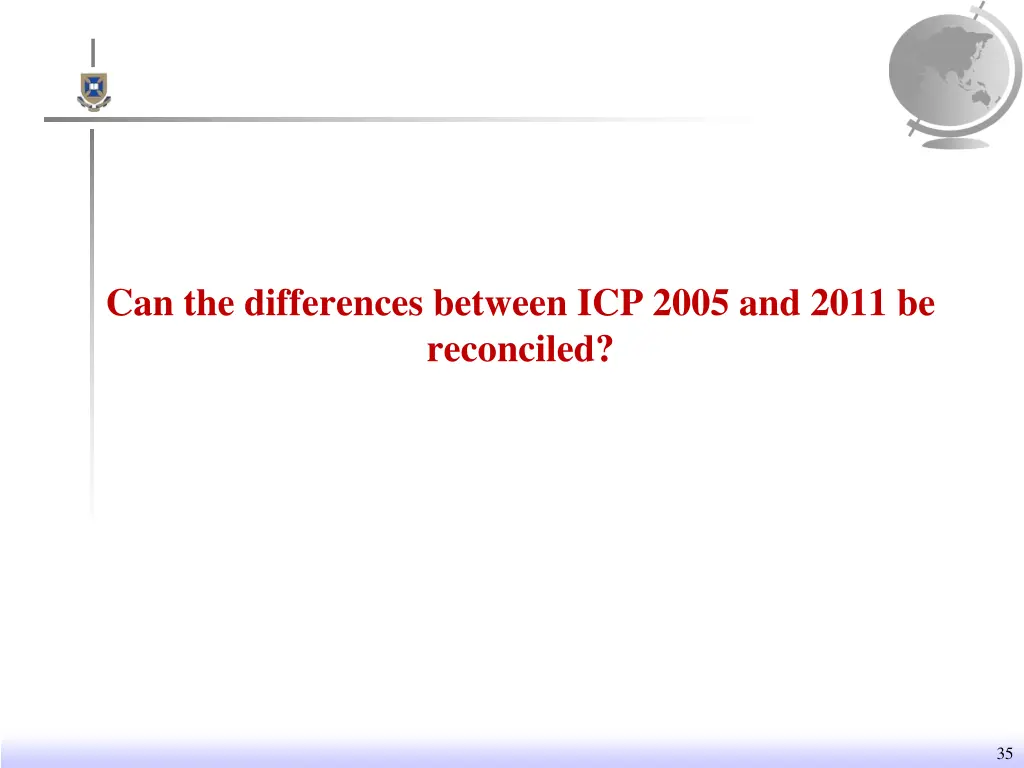 can the differences between icp 2005 and 2011