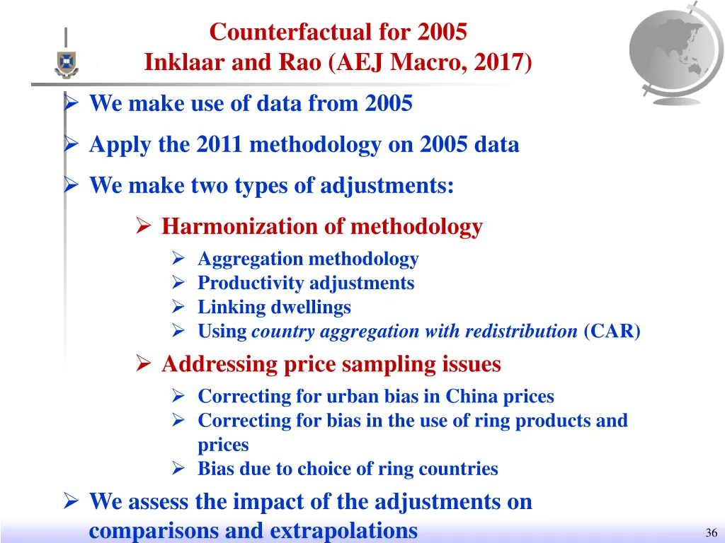 counterfactual for 2005 inklaar and rao aej macro