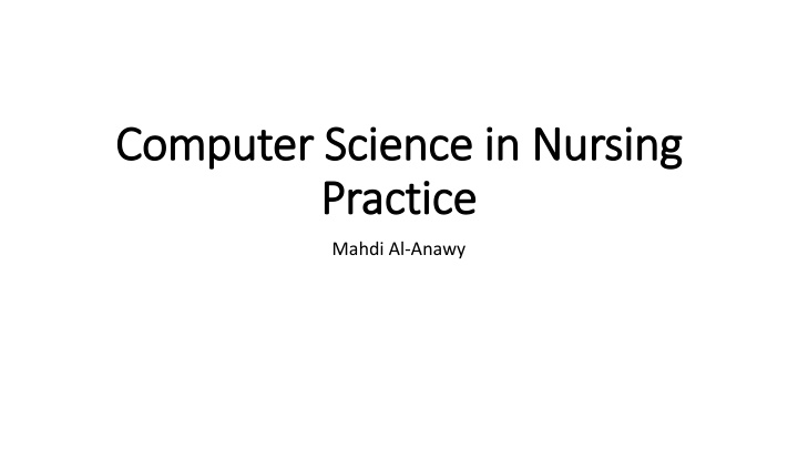 computer science in nursing computer science