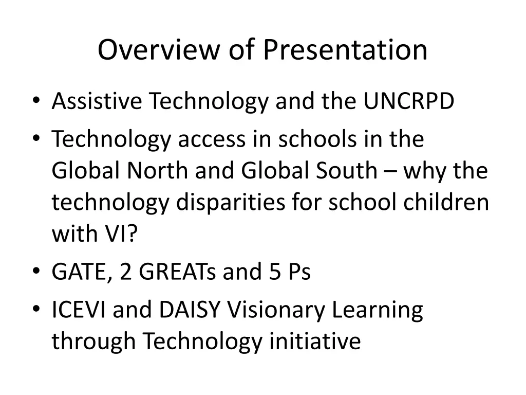 overview of presentation